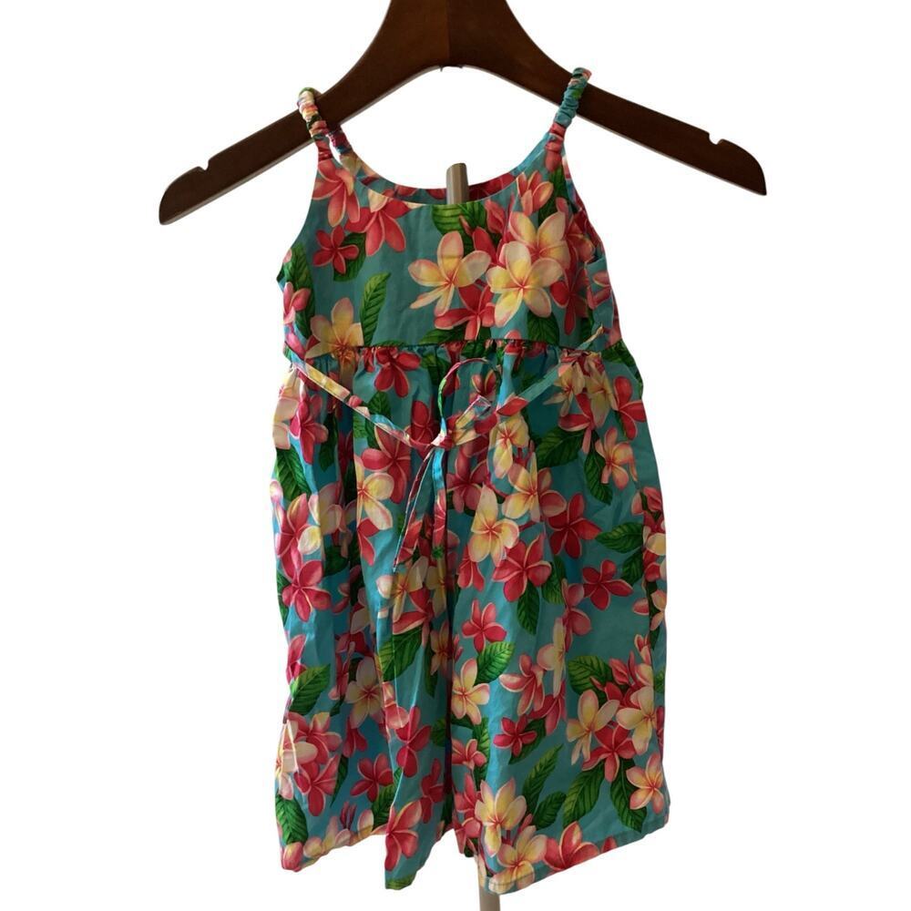 Kilohana Clothing Co. Dress Girls Size 4 plumeria Floral Hawaiian Aloha Beach - Picture 2 of 3